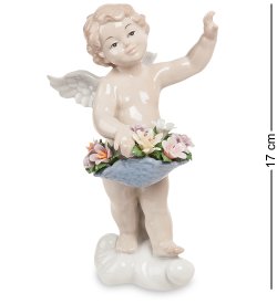 Статуэтка из фарфора Амур с корзинкой цветов