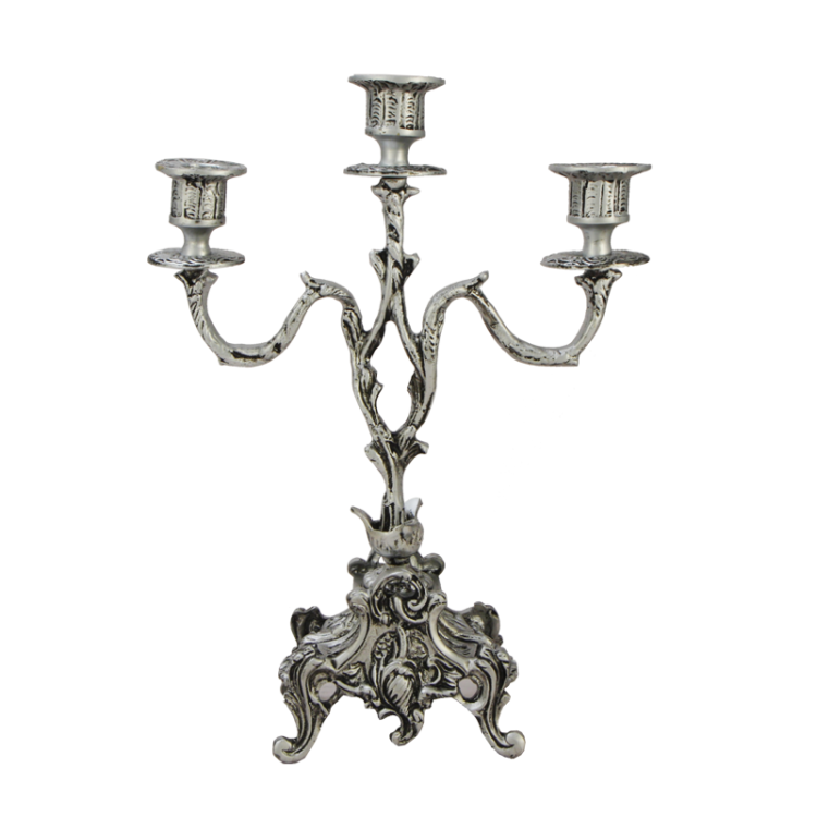 Часы с канделябрами каминные из бронзы Ласу, серебряные Bello De Bronze BP-2802550-S, фотография канделябра