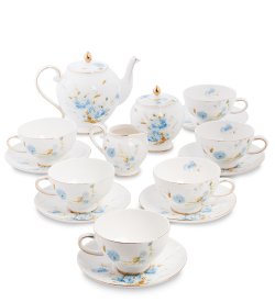 Чайный сервиз на 6 персон из фарфора Санта Магдалена, голубой