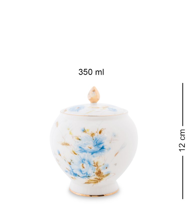 Чайный сервиз на 6 персон из фарфора Санта Магдалена, голубой Pavone AS-77, фотография сахарницы