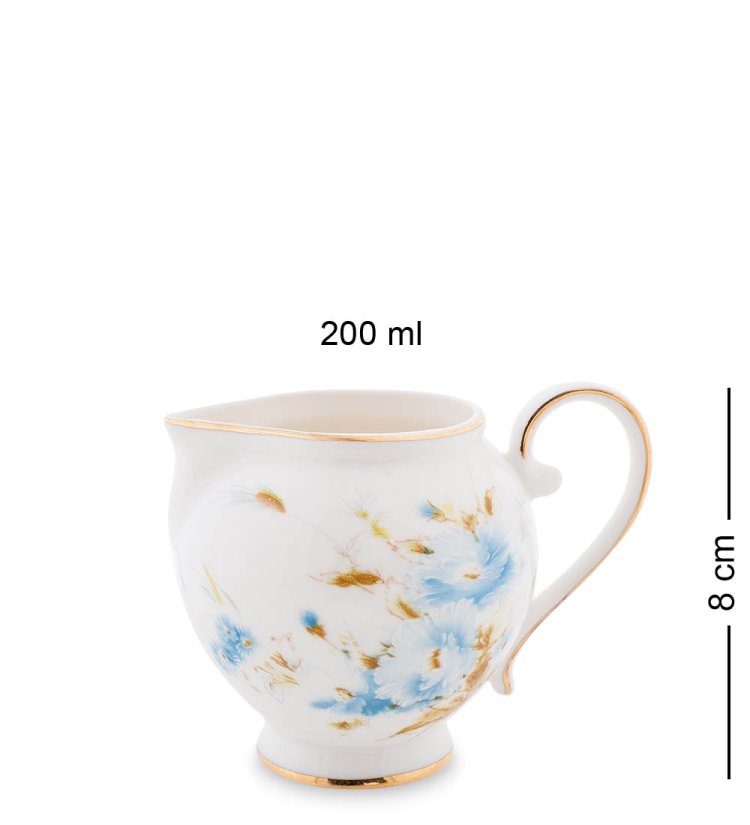 Чайный сервиз на 6 персон из фарфора Санта Магдалена, голубой Pavone AS-77, фотография молочника