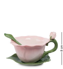 Чайная пара из фарфора с ложечкой Гибискус