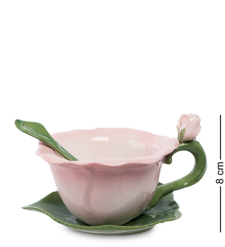 Чайная пара из фарфора с ложечкой Гибискус Pavone CMS-26/ 3