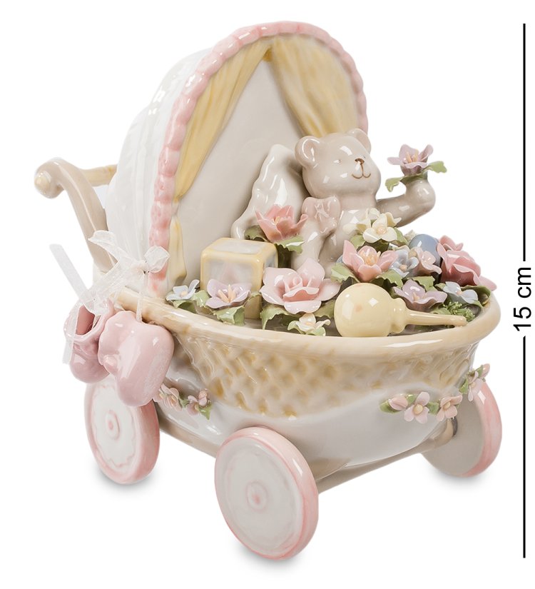 Музыкальная фигурка из керамики розовая Коляска Pavone CMS-15/30