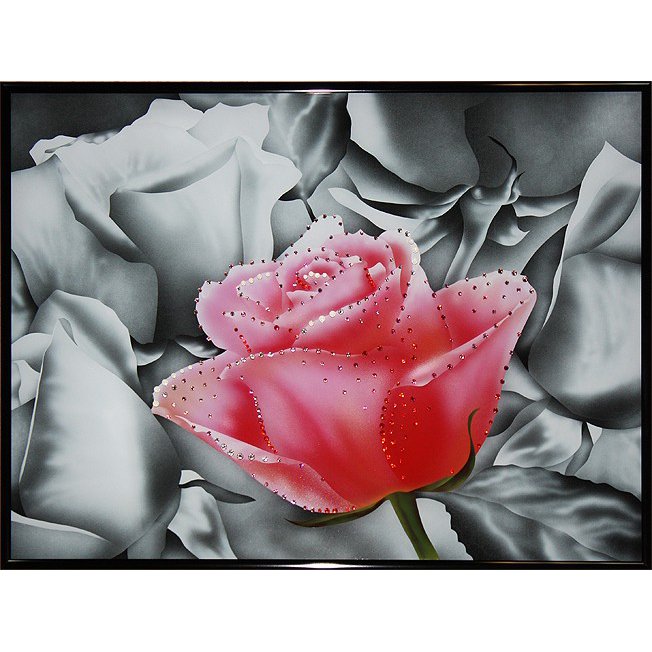 Картина Контраст цвета-Роза c кристаллами Swarovski