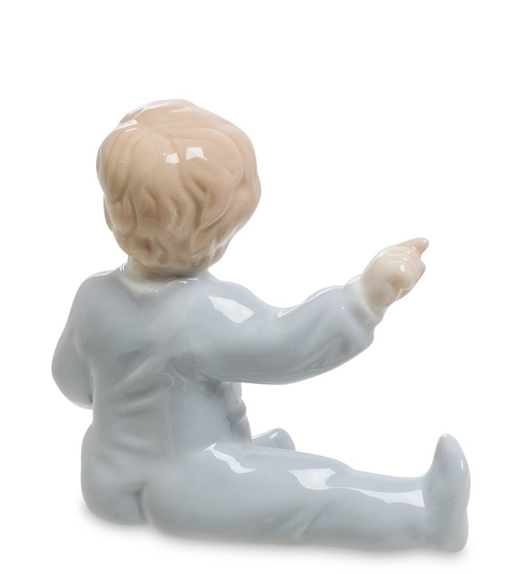 Фигурка из фарфора Мальчик в голубой пижаме Valerio Sole VS-175, фотография со спины