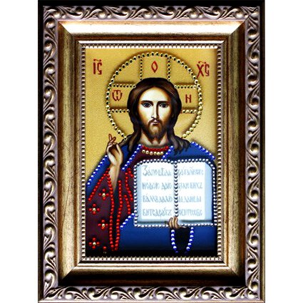 Икона с кристаллами Swarovski - Господь Вседержитель