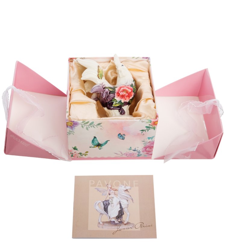 Статуэтка из фарфора Петух с большим цветком Pavone JP-91/ 4, упаковочный вид