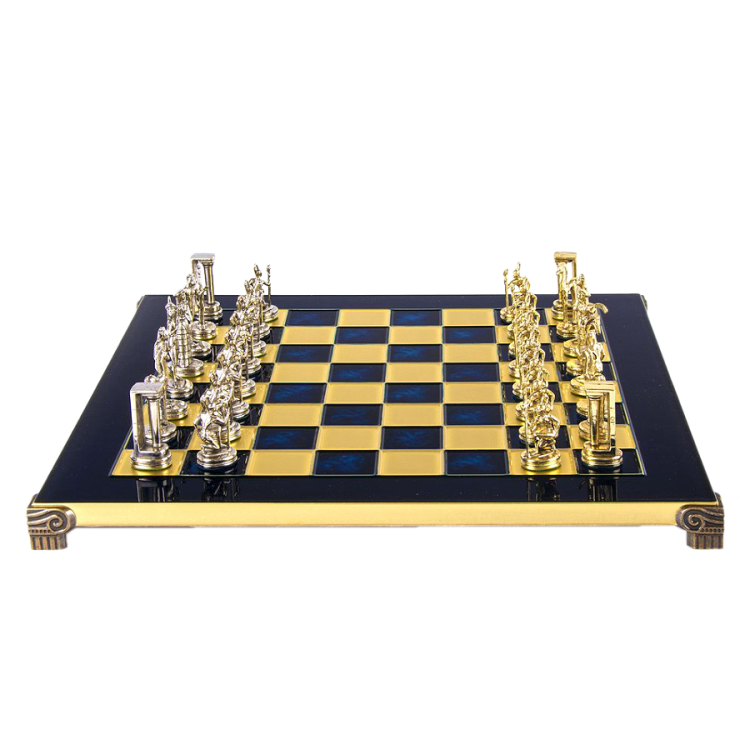 Шахматы на синей доске Минойский период Manopoulos MP-S-8-36-BLU, вид профиль