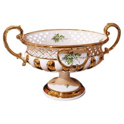 Ваза для фруктов с ручками из керамики