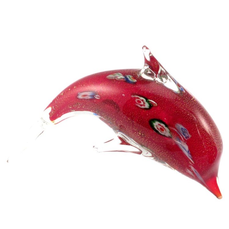 Статуэтка из Муранского стекла Красный Дельфин