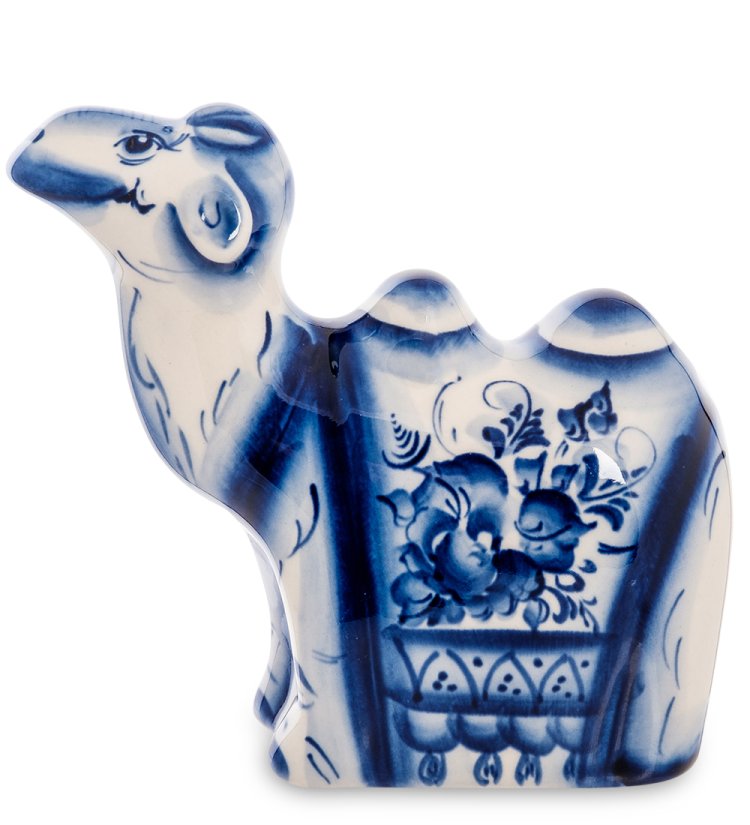 Статуэтка Верблюд Голубая гжель ГЛ-586, фотография сбоку