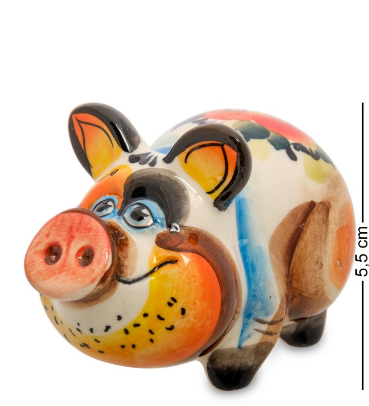 Фигурка Радостный свин Цветная гжель ГЛ-504