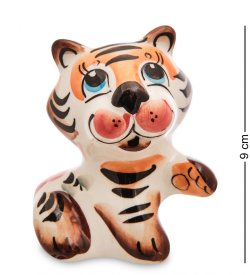 Фигурка Милый Тигренок Цветная гжель