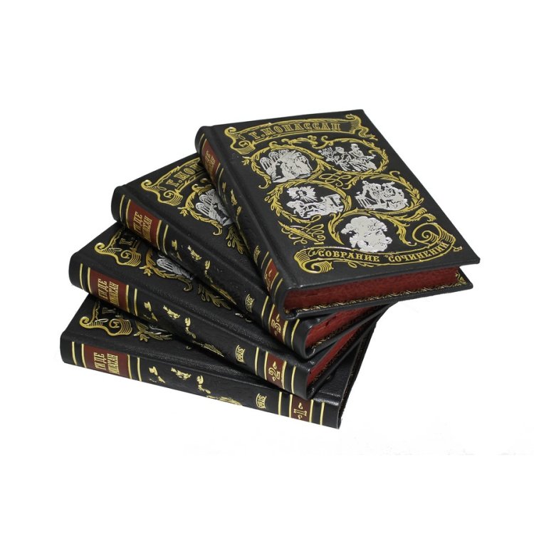 Книги в кожаном переплете Ги Де Мопассан - Собрание сочинений в 7 томах BG1307S, фотография четырех книг