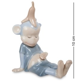 Статуэтка из фарфора Обезьянка с бананом на голове