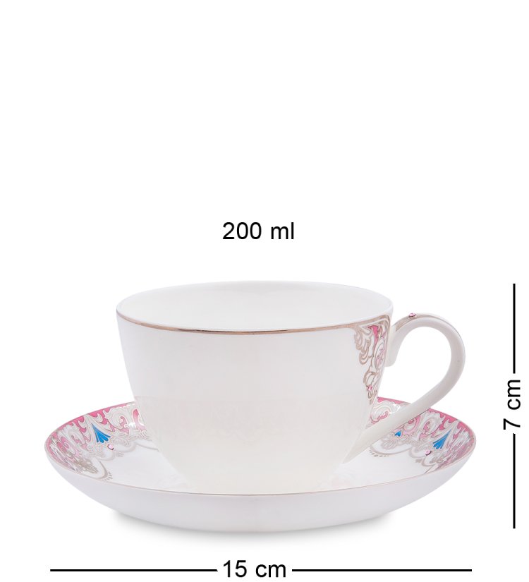 Чайный сервиз на 6 персон из фарфора Примадонна Pavone JK- 01, фотография чайной пары