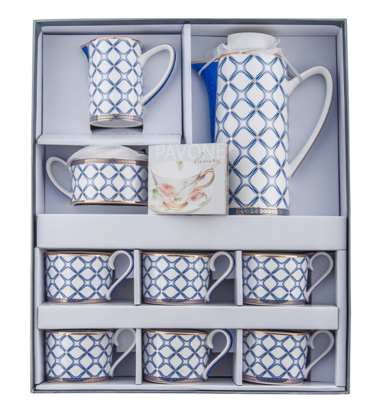 Чайный сервиз на 6 персон из фарфора Элегантность Pavone JK- 92, фотография в упаковке