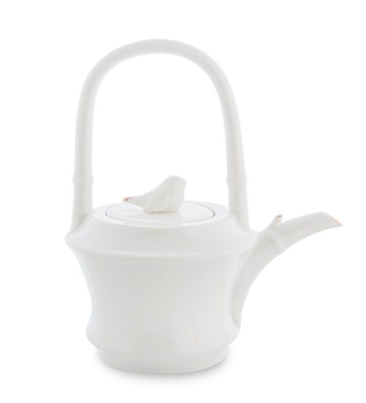 Заварочный чайник из фарфора Белый Бамбук Pavone FM-64/ 1, фотография сбоку