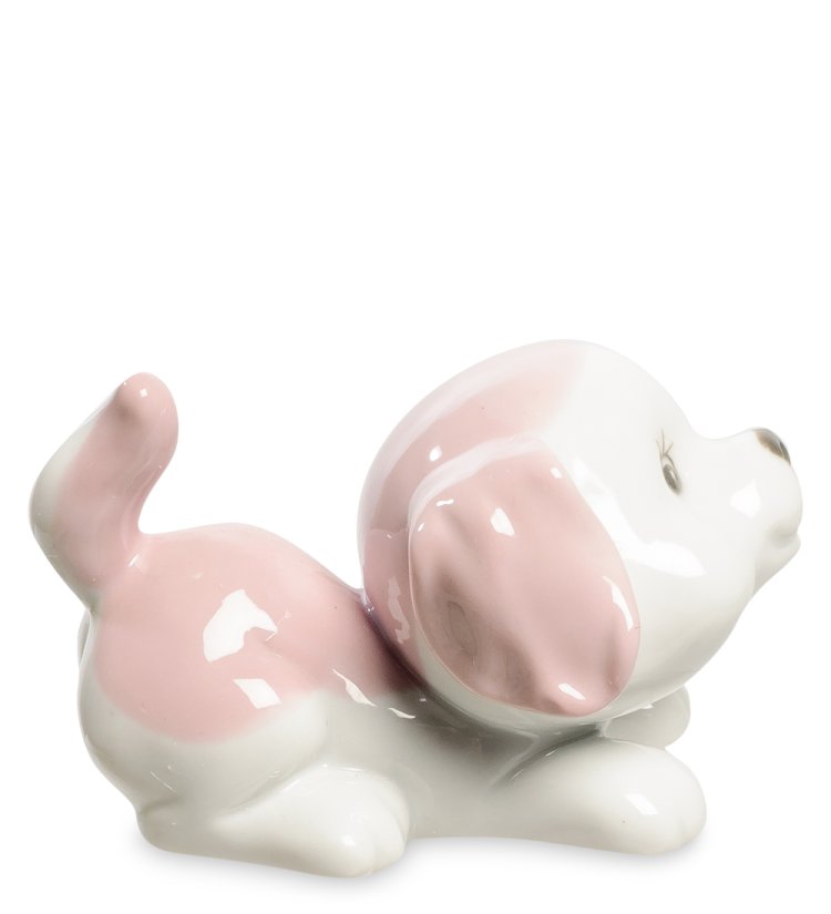 Статуэтка из фарфора Маленькая игривая собачка Pavone JP-101/ 3, фотография сбоку.