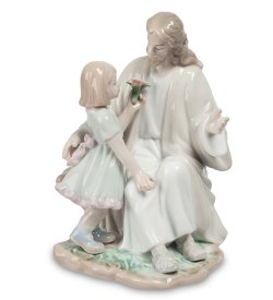 Статуэтка из фарфора Наставления Христа с девочкой