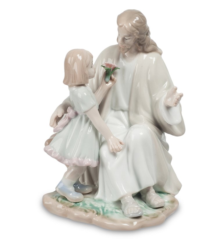 Статуэтка из фарфора Наставления Христа с девочкой Pavone JP-40/15