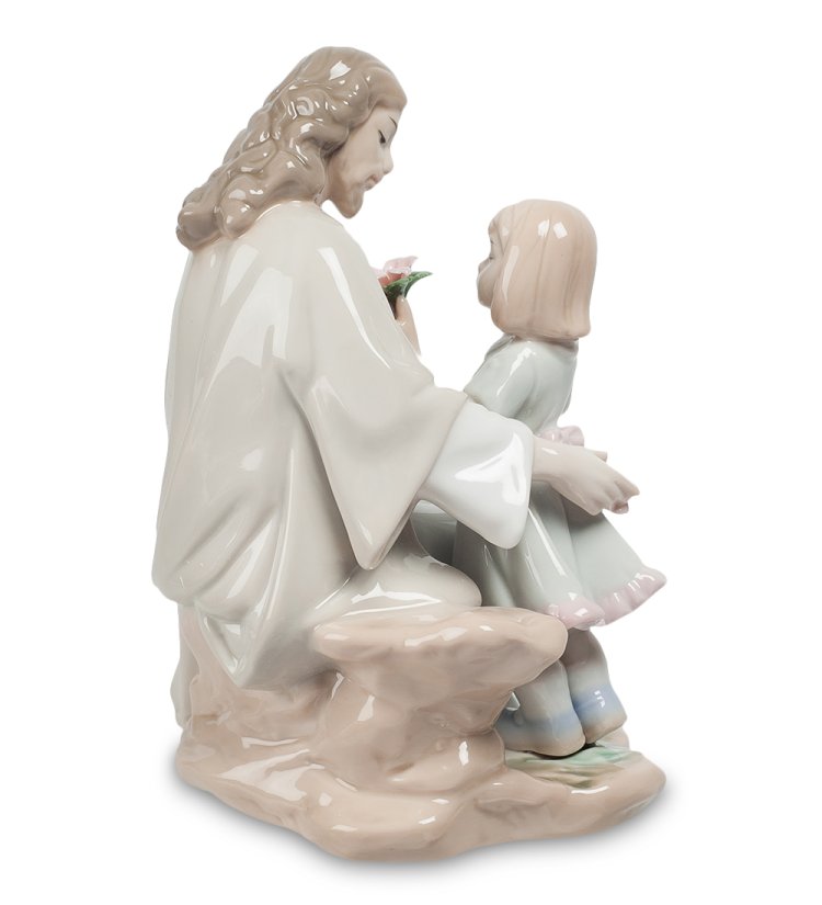Статуэтка из фарфора Наставления Христа с девочкой Pavone JP-40/15, фотография сбоку