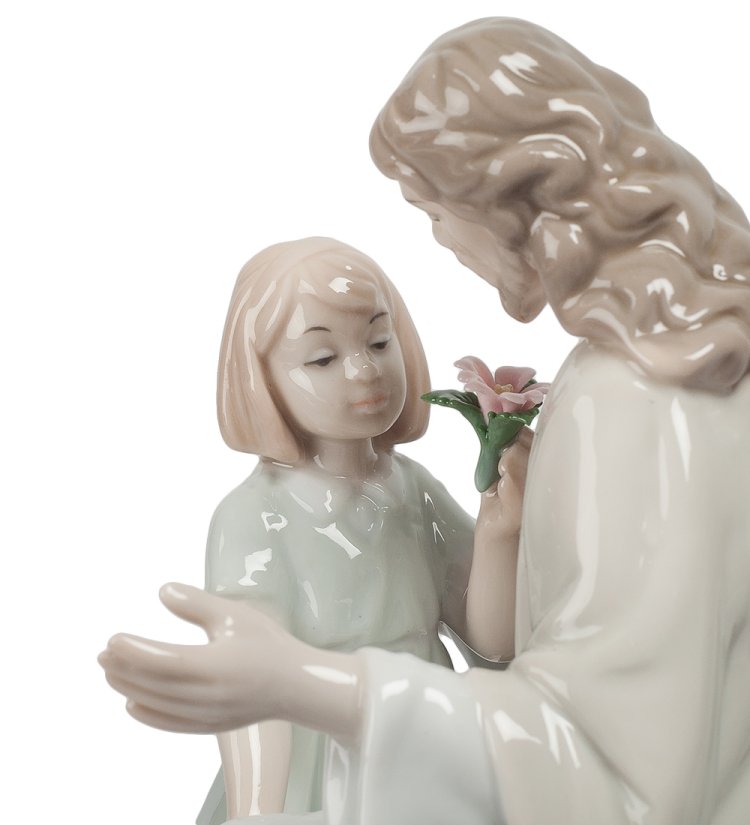 Статуэтка из фарфора Наставления Христа с девочкой Pavone JP-40/15, фотография крупным планом