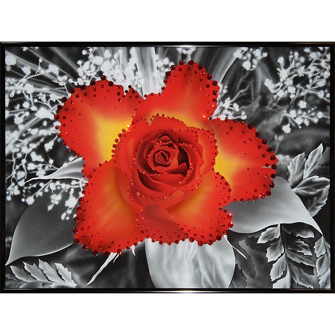 Картина Контраст цвета-Чайная роза c кристаллами Swarovski