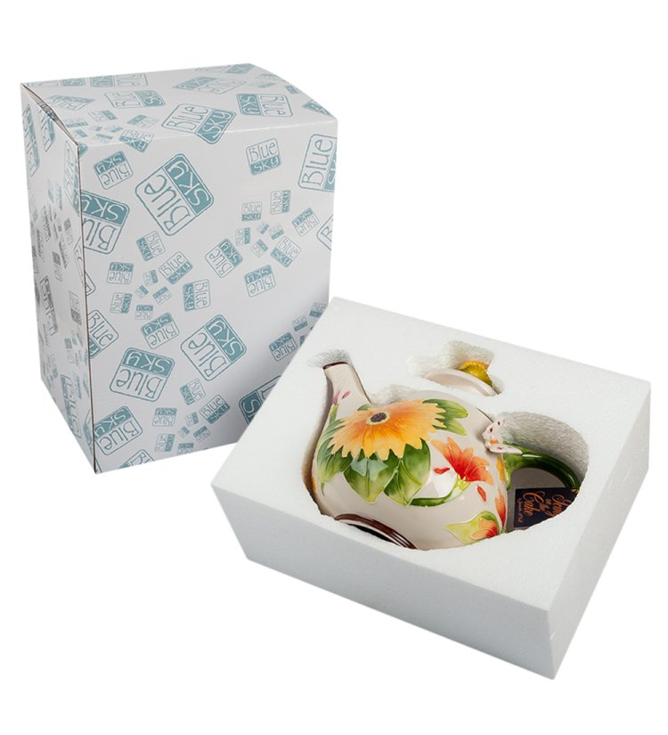 Заварочный чайник Герберы Blue Sky BS- 37, фотография в упаковке