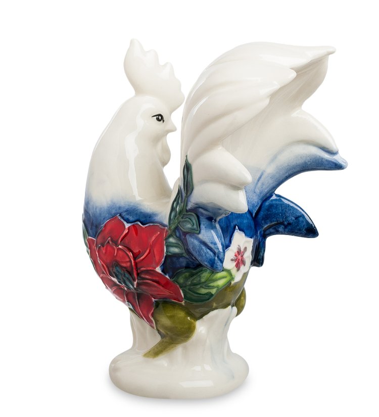 Статуэтка из фарфора Петух с большим цветком и бабочками Pavone JP-91/ 6, оборотная сторона