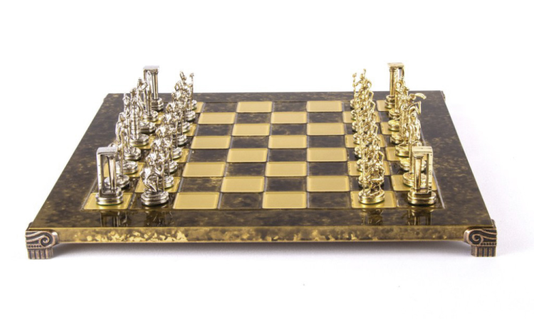 Шахматы на коричневой доске Минойский период Manopoulos MP-S-8-36-BRO, вид профиль