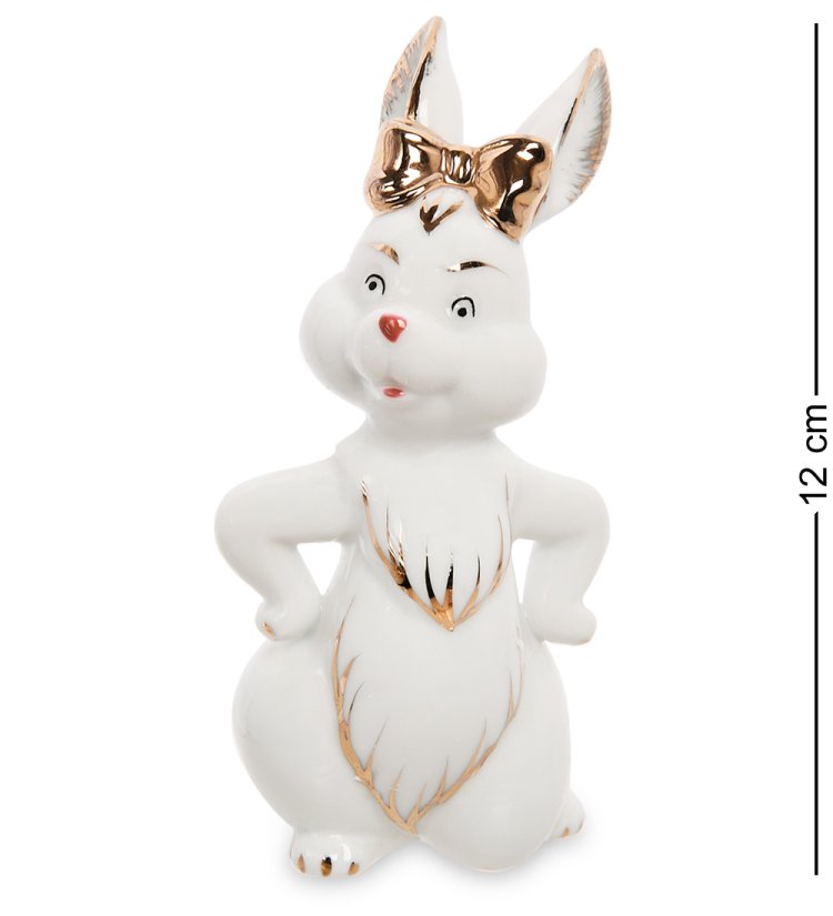 Статуэтка из фарфора Крольчиха с золотым бантиком Pavone JP-31/15