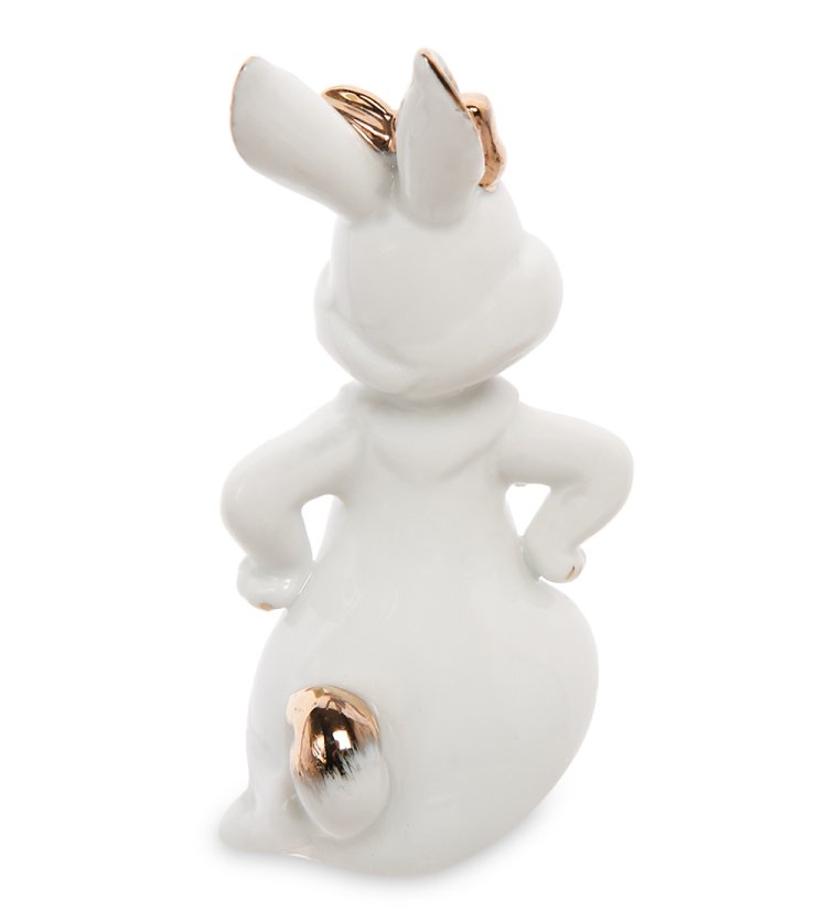 Статуэтка из фарфора Крольчиха с золотым бантиком Pavone JP-31/15, оборотная сторона