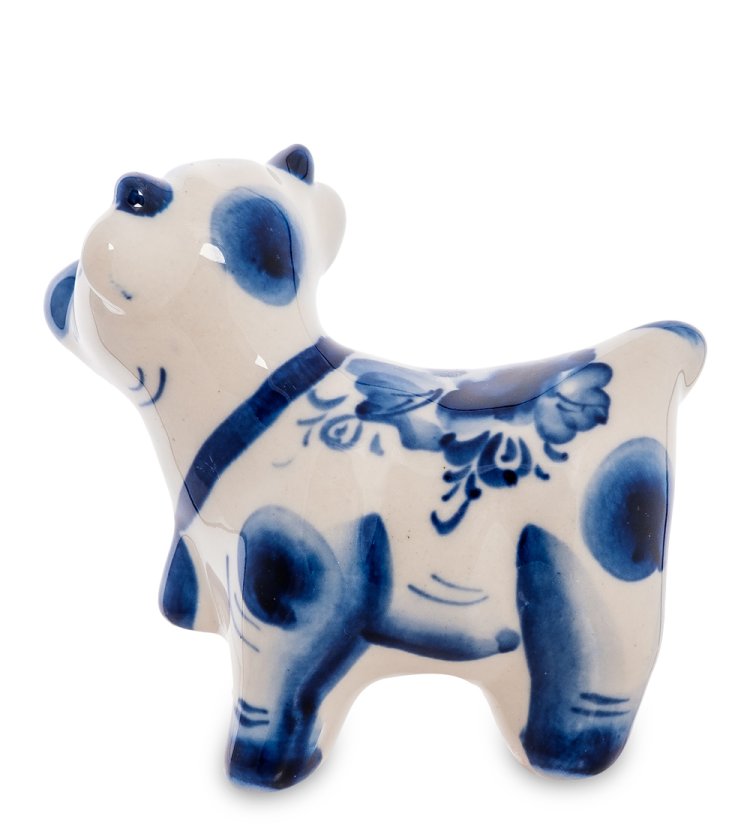 Статуэтка Милая Корова символ 2021 года - Голубая гжель ГЛ-588, фотография со спины
