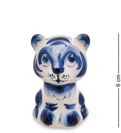 Фигурка Улыбчивый Тигренок Голубая гжель