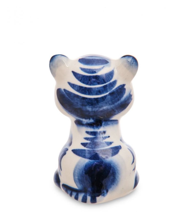 Фигурка Улыбчивый Тигренок Голубая гжель ГЛ-682, оборотная сторона