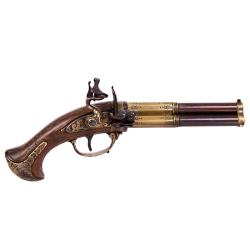 Макет трехствольного Пистоля, Франция 18 век, золотой