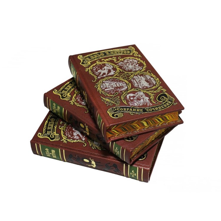 Книги в кожаном переплете Илья Ильф и Евгений Петров - Собрание сочинений в 5 томах BG1310S, фотография трех книг