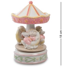 Музыкальная Статуэтка из фарфора карусель с ангелами