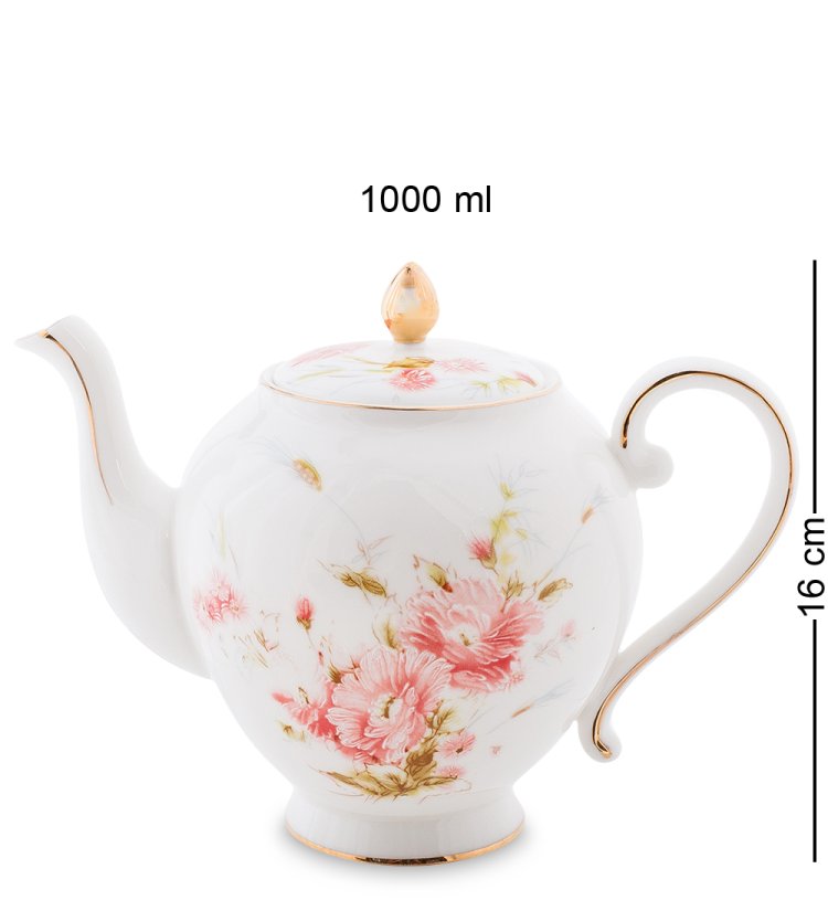 Чайный сервиз на 6 персон из фарфора Санта Магдалена, розовый Pavone AS-93, фотография чайника