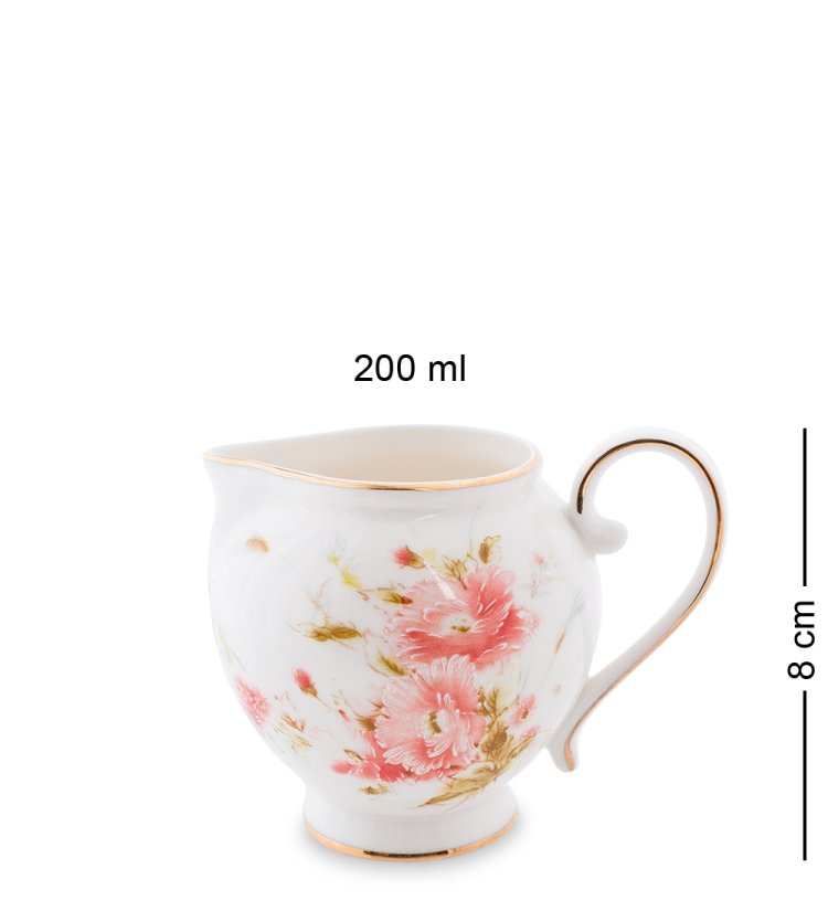 Чайный сервиз на 6 персон из фарфора Санта Магдалена, розовый Pavone AS-93, фотография молочника