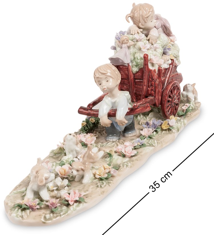 Статуэтка из фарфора Дети на цветочном лугу Pavone JP-29/16