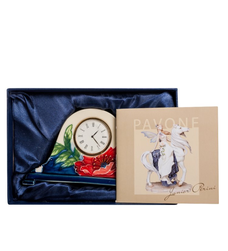Настольные Часы из фарфора Цветущий сад Pavone JP-852/13, фотография в упаковке