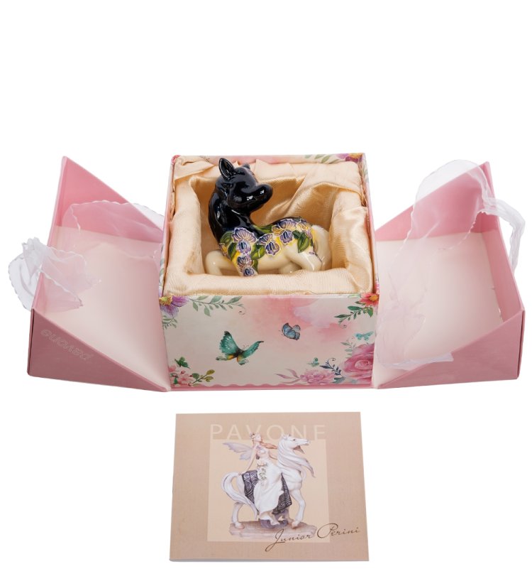 Статуэтка из фарфора Лошадка Глициния Pavone JP-61/10, упаковочный вид