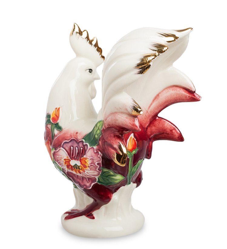 Статуэтка из фарфора Петух с красными деталями Pavone JP-91/ 7, оборотная сторона