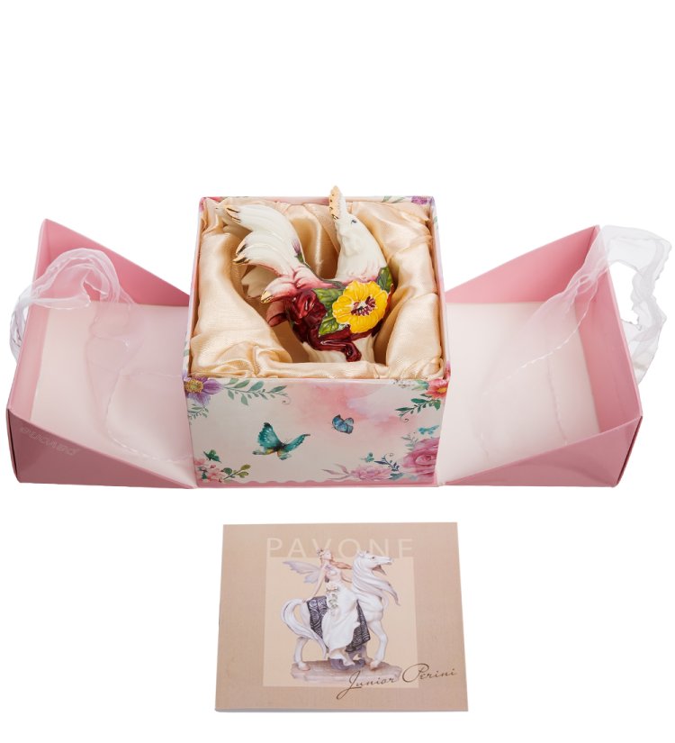 Статуэтка из фарфора Петух с красными деталями Pavone JP-91/ 7, упаковочный вид