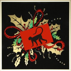 Картина Новогодняя открытка - Год обезьяны c кристаллами Swarovski