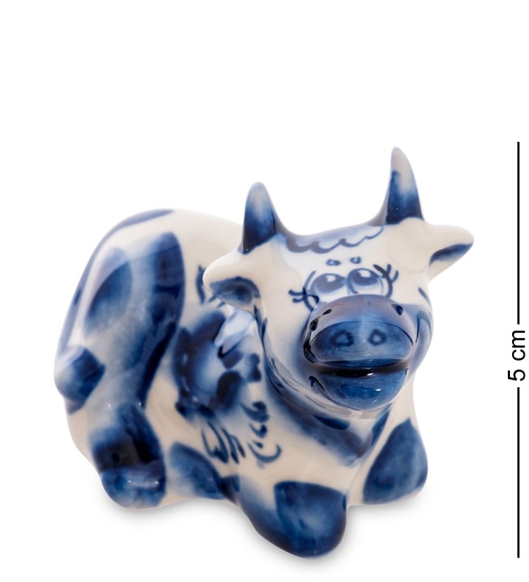 Статуэтка Корова Символ 2021 года Голубая гжель ГЛ-590