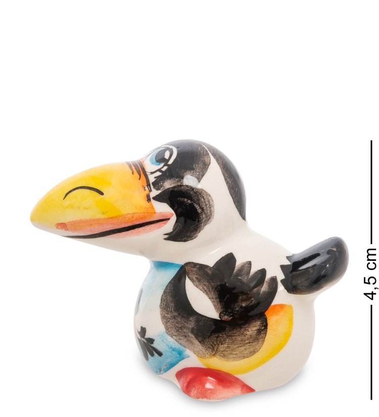 Статуэтка Ворона Цветная гжель ГЛ-131, фотография сбоку